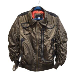 American Stitch Jacket Men's Size L Olive Military Cropped Bomber Full Zip